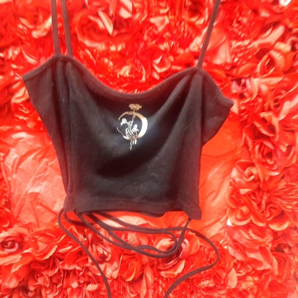 Women's Large Black Tank Stitch Design with Torso Strings attached